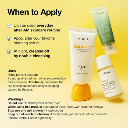 Anua Zero-Cast Moisturizing Sunscreen SPF 50 – Clean Beauty Staple for Uncluttered Vanity