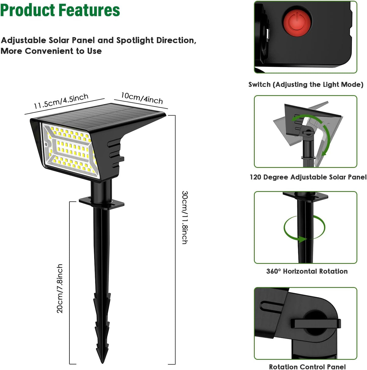 Aogek IP68 Waterproof Solar Landscape Lights for Side Yard and Driveway Safety — Auto Dusk-to-Dawn, No Electrician Required