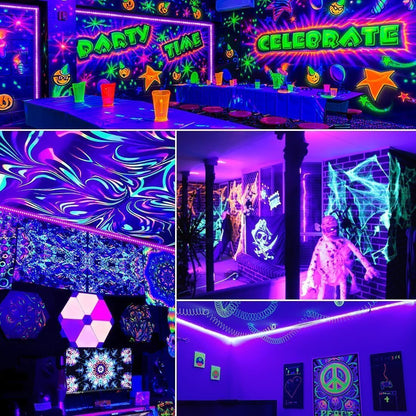 Aogiftr Kid-Safe UV Blacklight Strip – Playroom and Nursery Glow Decor, Cool Touch 12V LED Strip with Remote