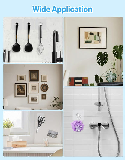 AOKWIT Adhesive Picture Hooks – No-Drill Safe Wall Hanging, Damage-Free Hooks for Family Homes