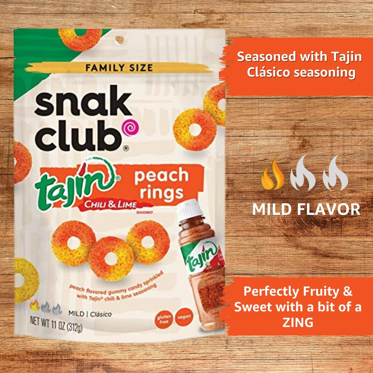 apple-flavored gummy ring base made with sugar, glucose syrup, and apple flavor