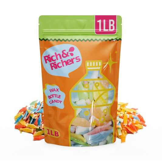 approximately 60 unwrapped wax bottles per 1-pound resealable bag