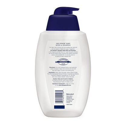 Aquaphor Baby Wash and Shampoo – Tear-Free and Free From Parabens for Sensitive Baby Skin, 25.4 Fl Oz
