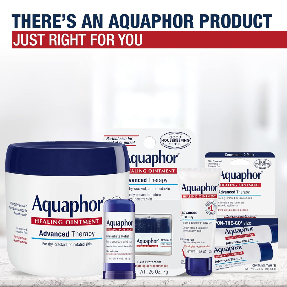 Aquaphor Healing Balm Stick for Sensitive Skin, Hypoallergenic Fragrance Free Protectant Safe for Kids