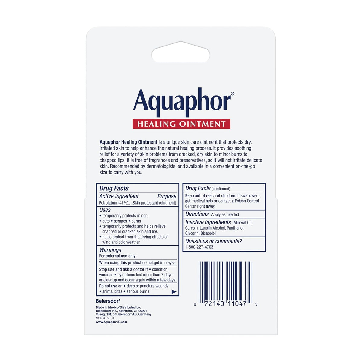 Aquaphor Healing Ointment Advanced Therapy Skin Protectant – Gentle Family First Aid Ointment for Playground Scrapes and Chafing, 0.35 Oz Pack of 2