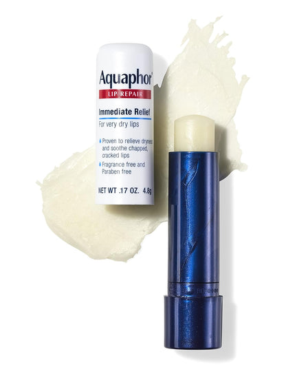 Aquaphor Lip Repair Stick with Jojoba Oil and Shea Butter – Bedtime Self-Care Ritual, Overnight Dry Lip Treatment 4-Pack