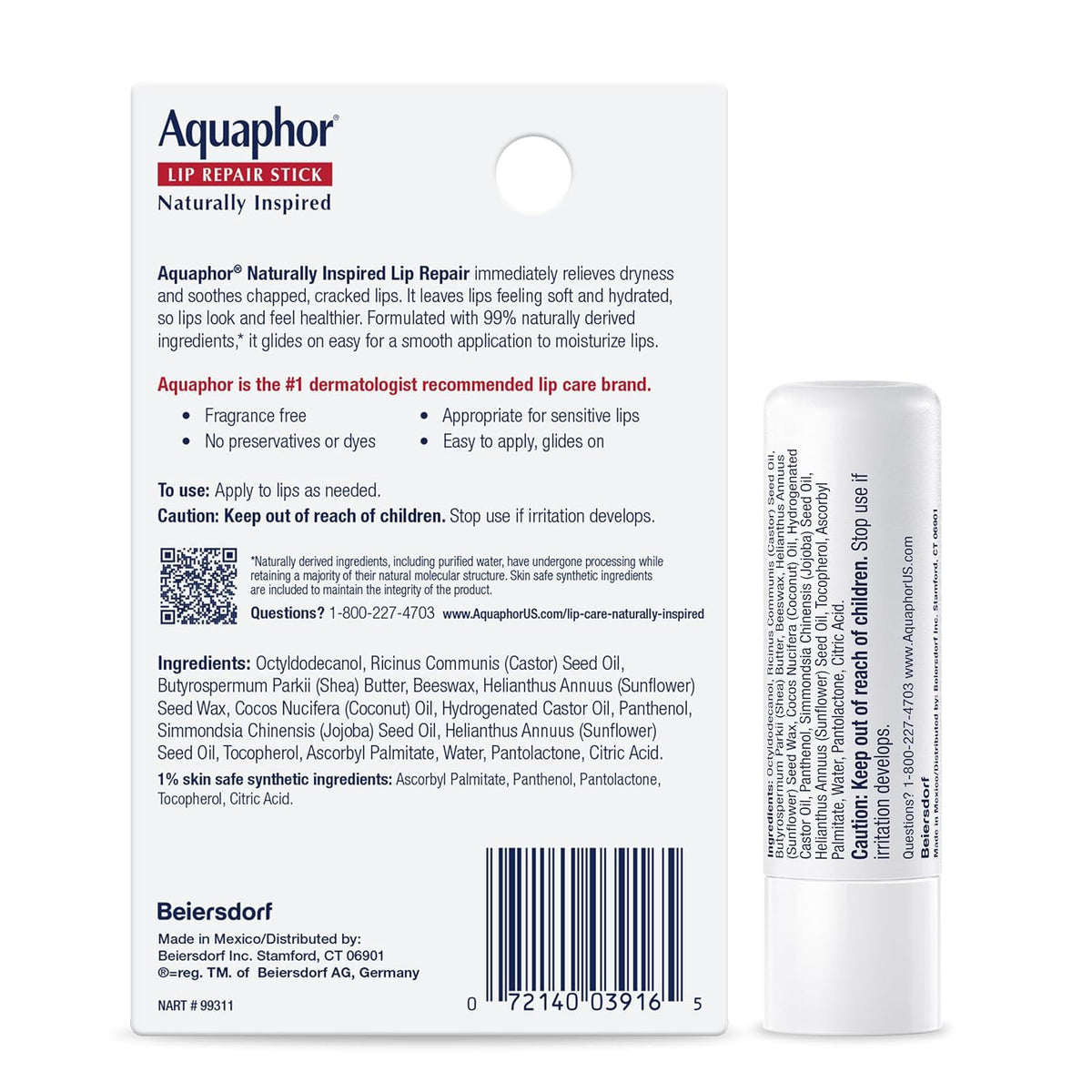 Aquaphor Naturally Inspired Lip Balm – Portable Cold-Weather Lip Protection for Outdoor Adventures