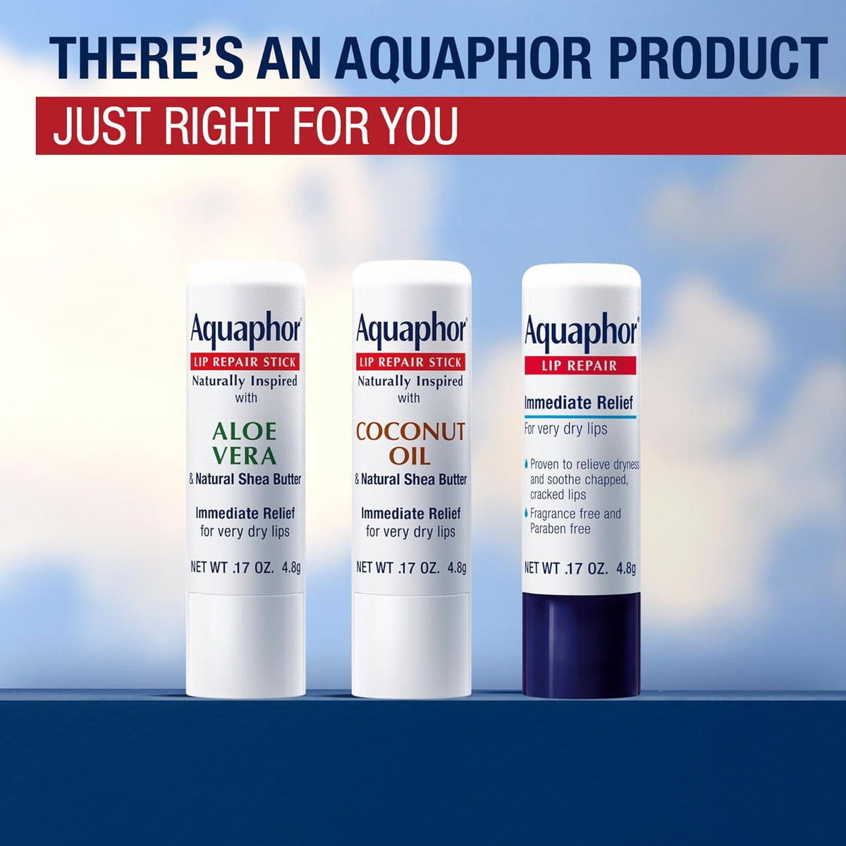 Aquaphor Naturally Inspired Lip Balm Stick – Self-Care Vanity Essential for Daily Hydration and Soothing Relief