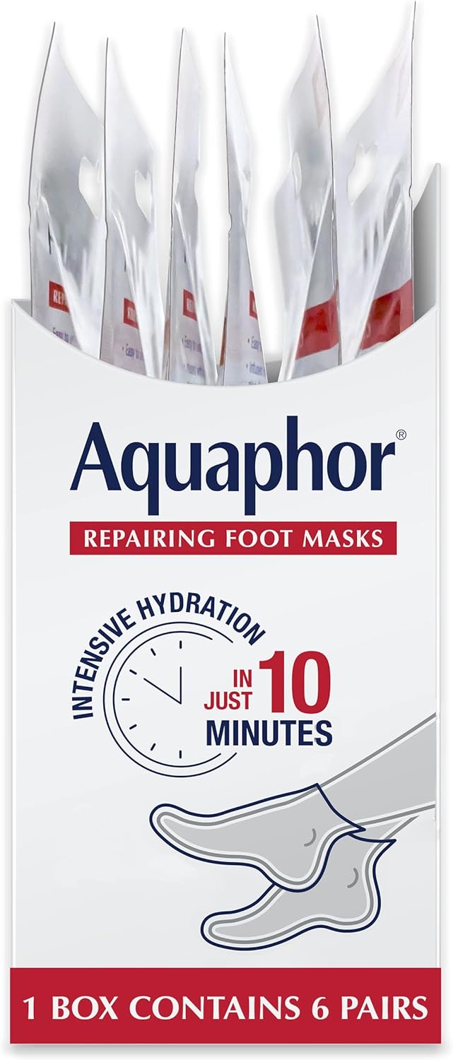 Aquaphor Repairing Foot Masks – Safe Foot Care Treatment for Kids and Sensitive Skin, Dermatologist-Tested Sock Masks with No Harsh Fragrance