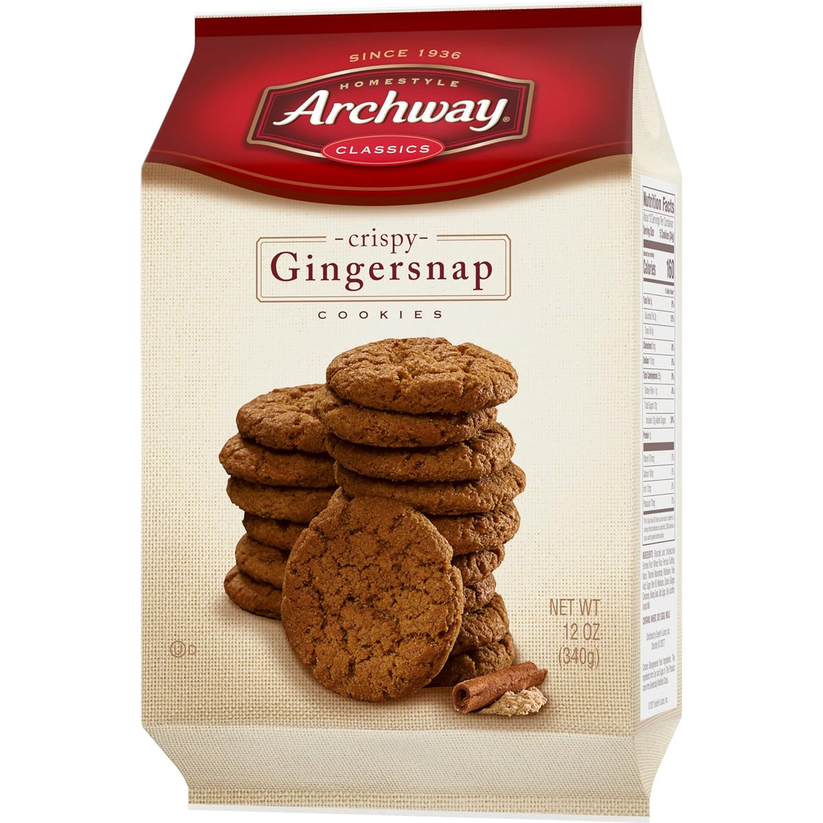 Archway Crispy Gingersnaps, 12 oz Comfort Snack for Mindful Tea Time and Wind-Down Rituals