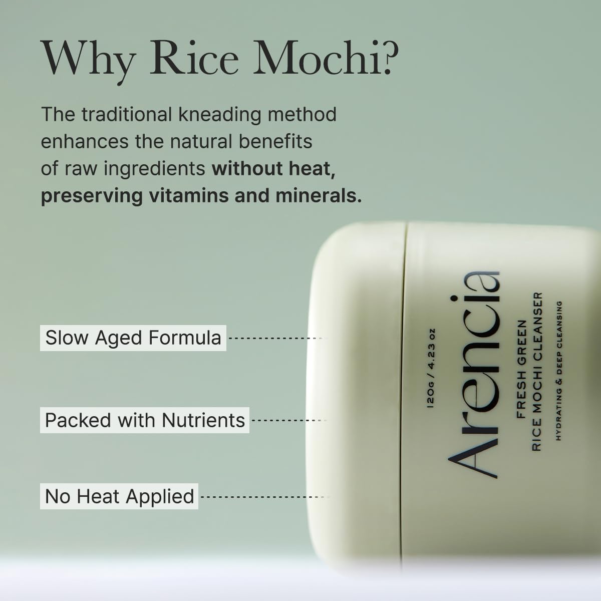 Arencia Korean Rice Mochi Face Cleanser – High-End K-Beauty Cleanser for Sensitive Skin, Luxury Bathroom Upgrade