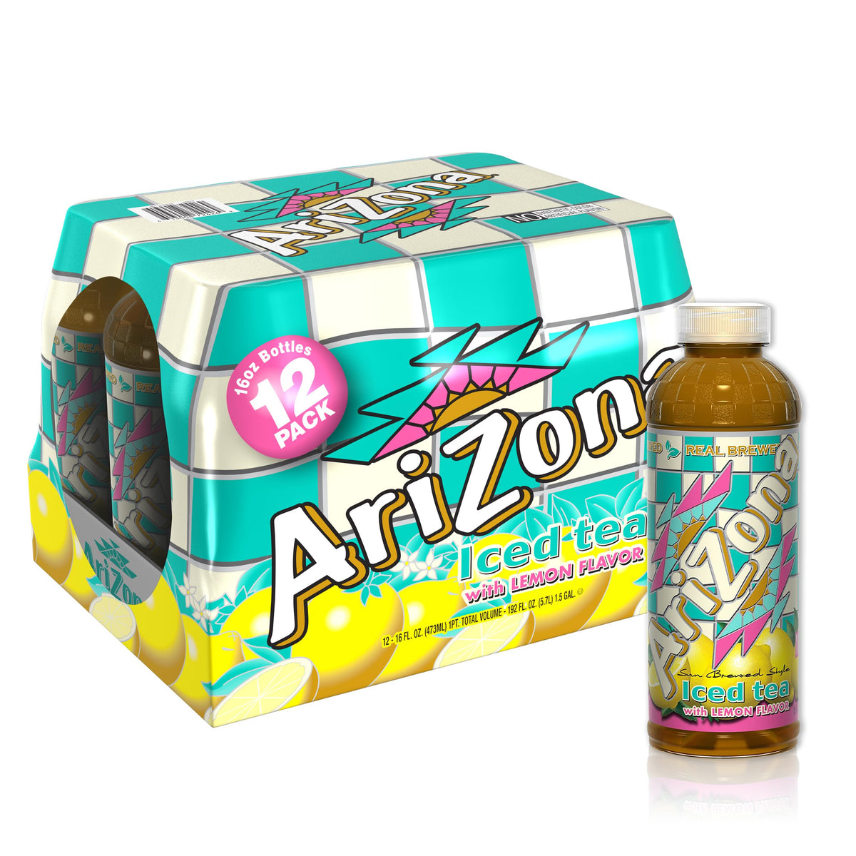 Arizona Tea, Premium Brewed Lemon Bottled Tea, 16 Fl Oz (Pack of 12)