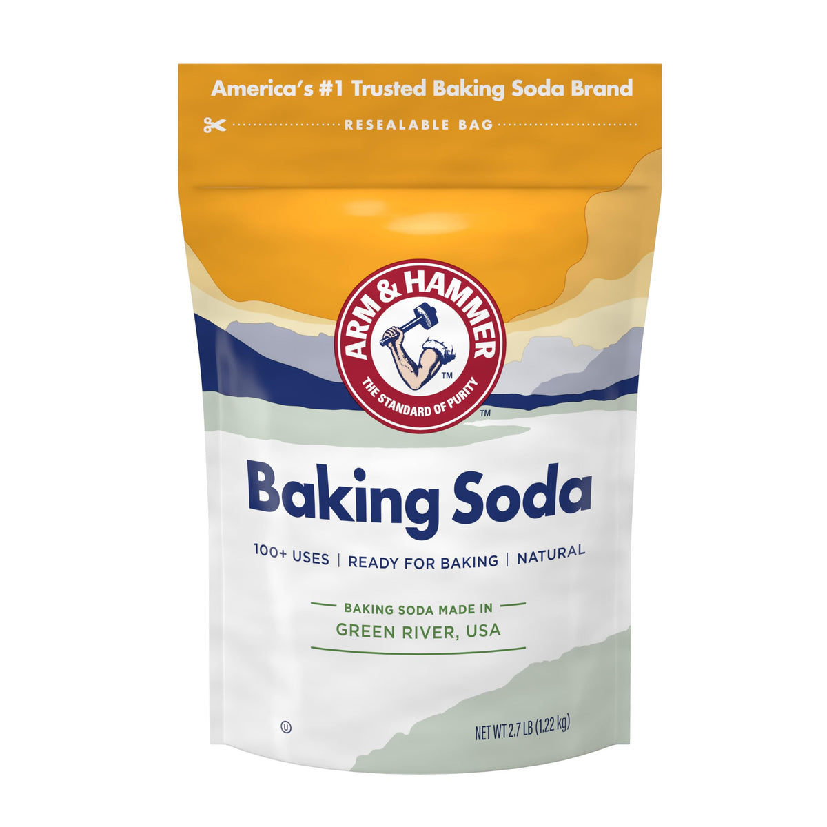 ARM &amp;amp; HAMMER Baking Soda Made in USA, Ideal for Baking, Pure &amp;amp; Natural, 2.7lb Bag