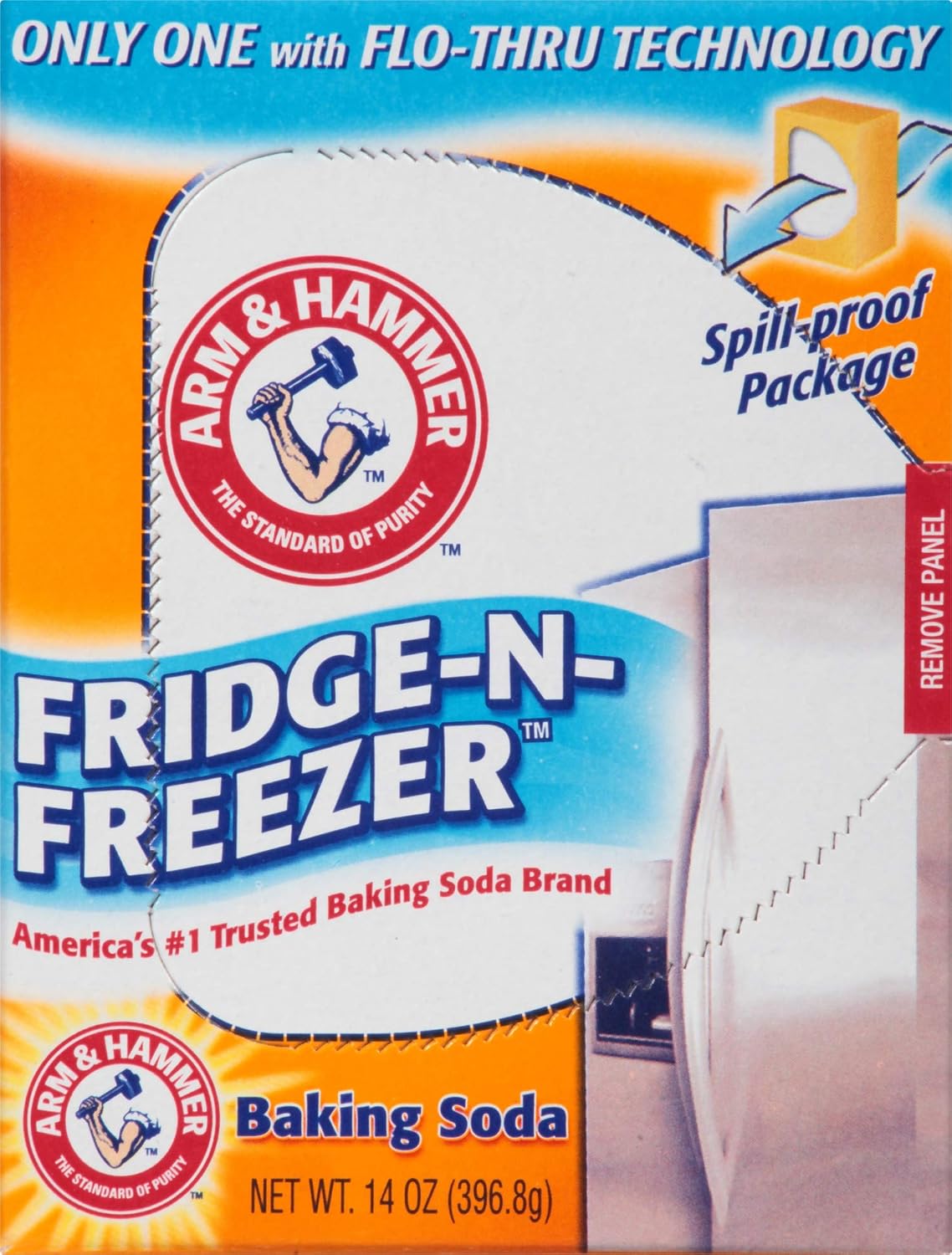 Arm & Hammer Baking Soda Odor Absorber – Chemical-Free Fridge and Freezer Freshness for Holistic Living, Orange 14 oz, 12-Pack