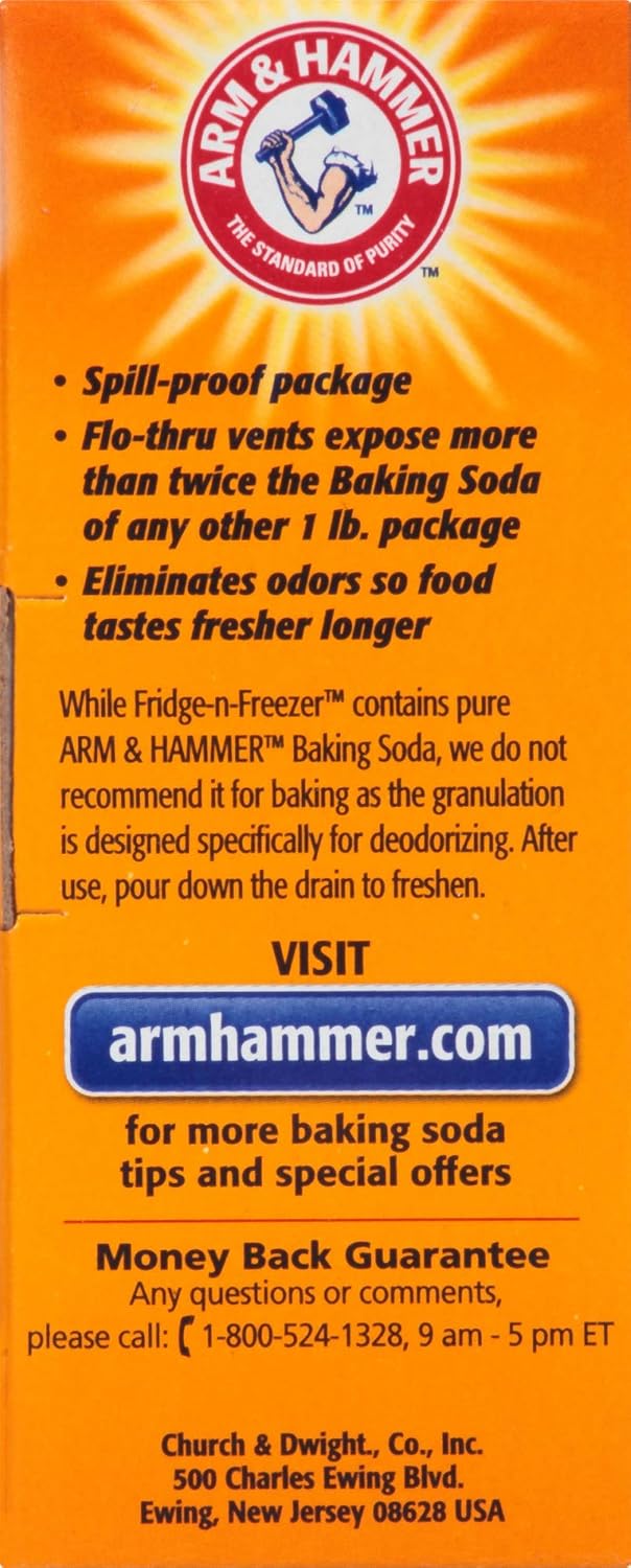 Arm & Hammer Baking Soda Odor Absorber – Chemical-Free Fridge and Freezer Freshness for Holistic Living, Orange 14 oz, 12-Pack