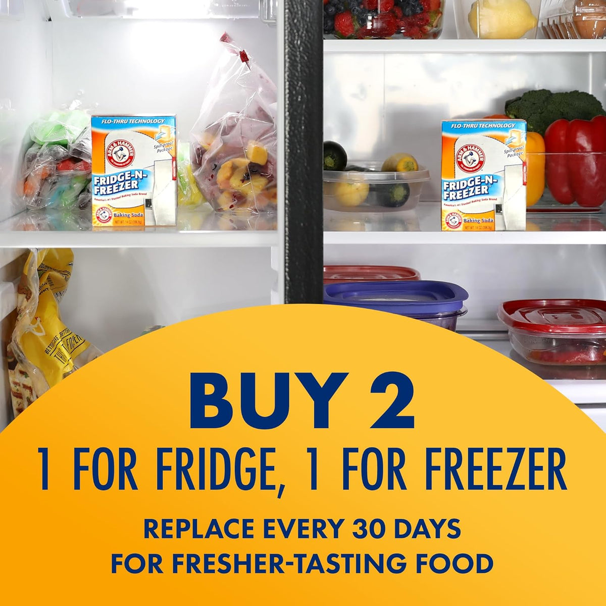 Arm & Hammer Baking Soda Odor Absorber – Chemical-Free Fridge and Freezer Freshness for Holistic Living, Orange 14 oz, 12-Pack