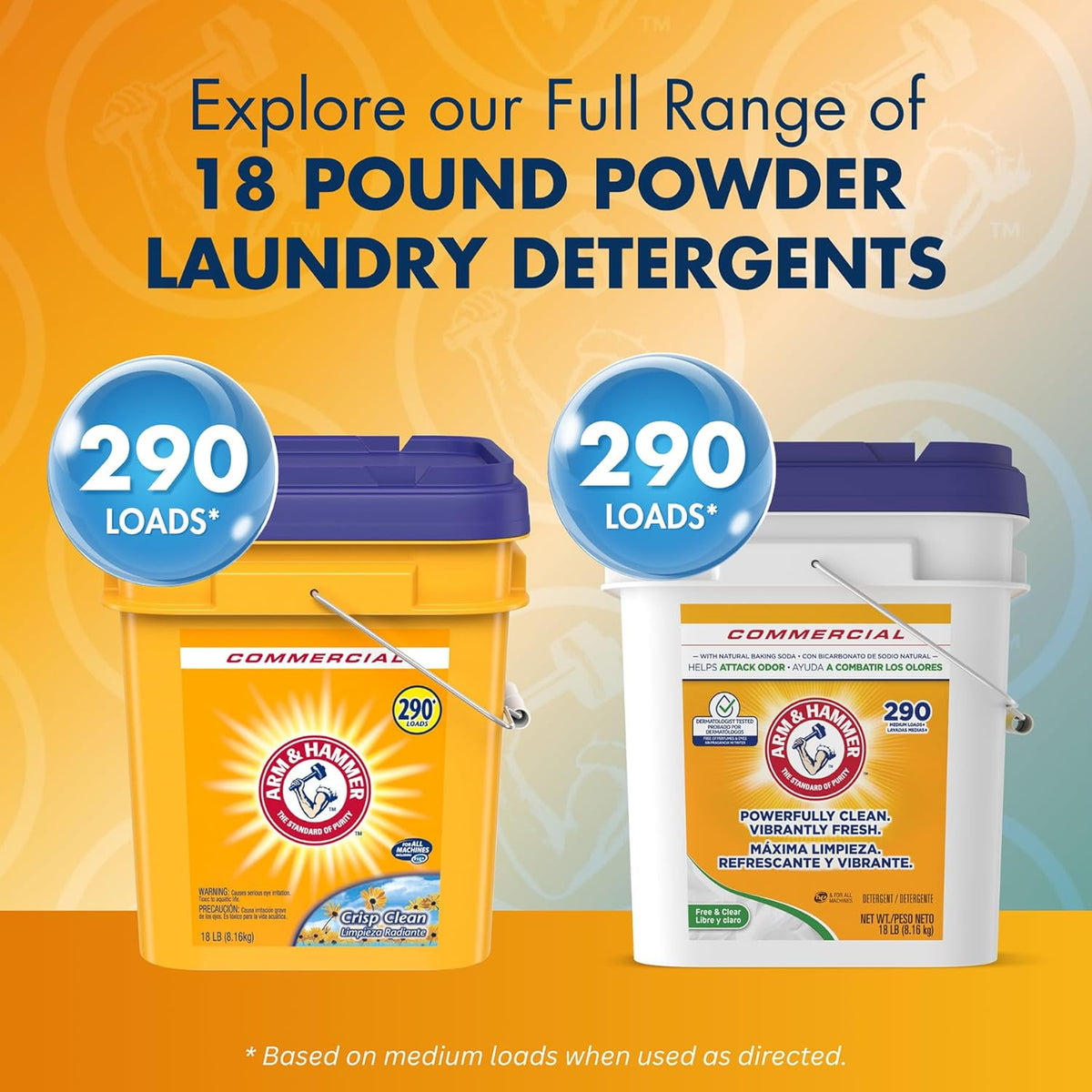 Arm & Hammer Bulk Laundry Detergent 18 lb – 290 Loads Crisp Clean for Hospital Laundry Rooms and Healthcare Linen Services