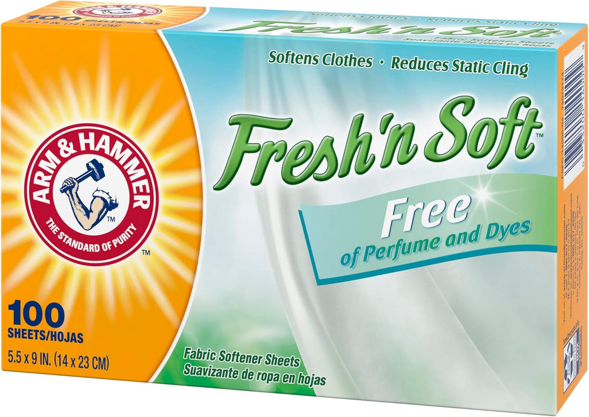 Arm & Hammer Dryer Sheets – No Additives Fabric Softener for a Less-Is-More Home, 100 ct