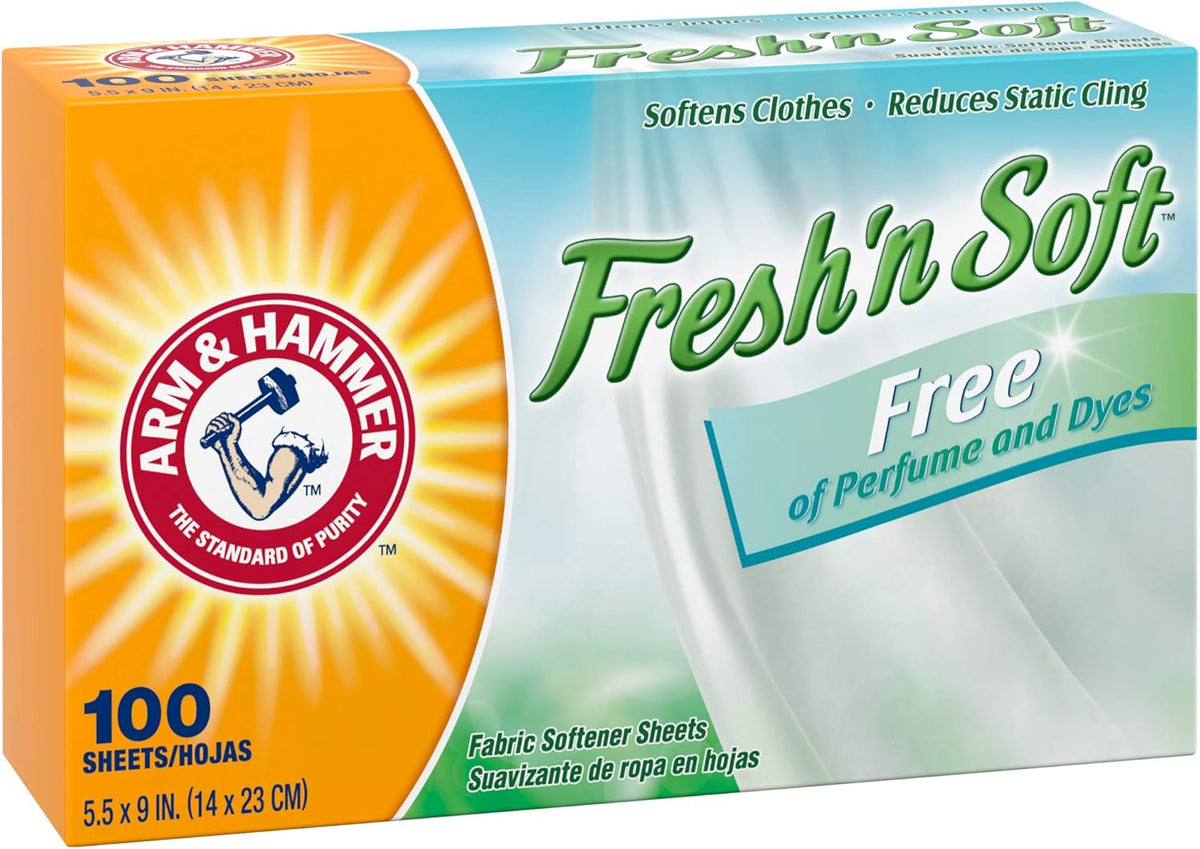 Arm & Hammer Dryer Sheets – No Additives Fabric Softener for a Less-Is-More Home, 100 ct
