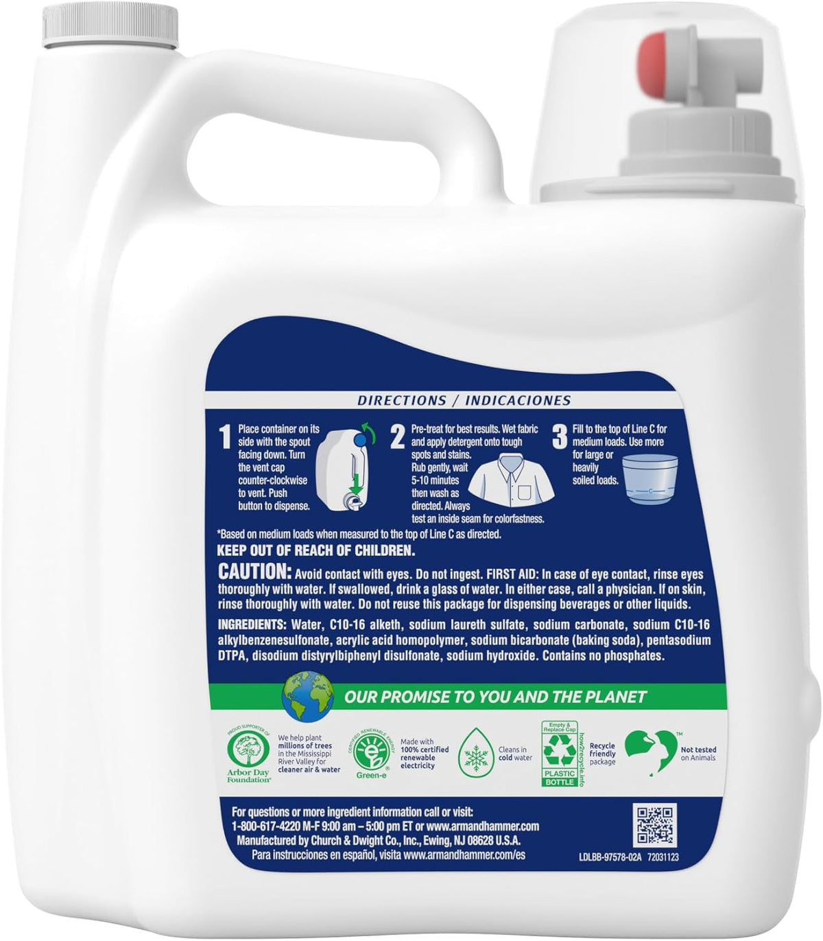ARM & HAMMER Free & Clear Sensitive Skin Liquid Detergent – Dye-Free Simple Clean for Clutter-Free Apartment Laundry Space