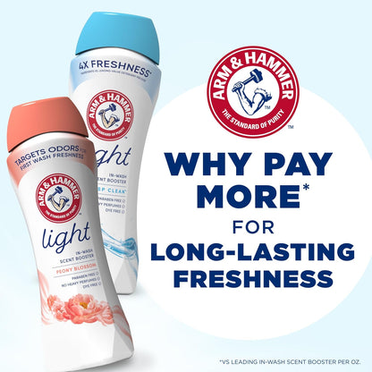 ARM & HAMMER Light In-Wash Scent Booster – Camping and Travel Laundry, Cold-Water Dissolvable Peony Blossom Crystals