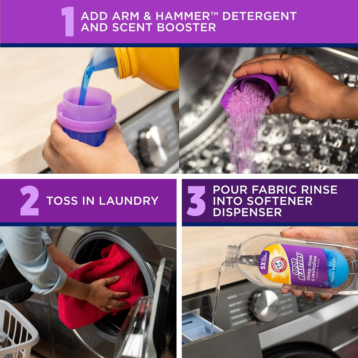 ARM & HAMMER Odor Blasters Fresh Burst Rinse – Residue-Free Laundry Rinse Safe for Nursery Bedding and Stuffed Animals