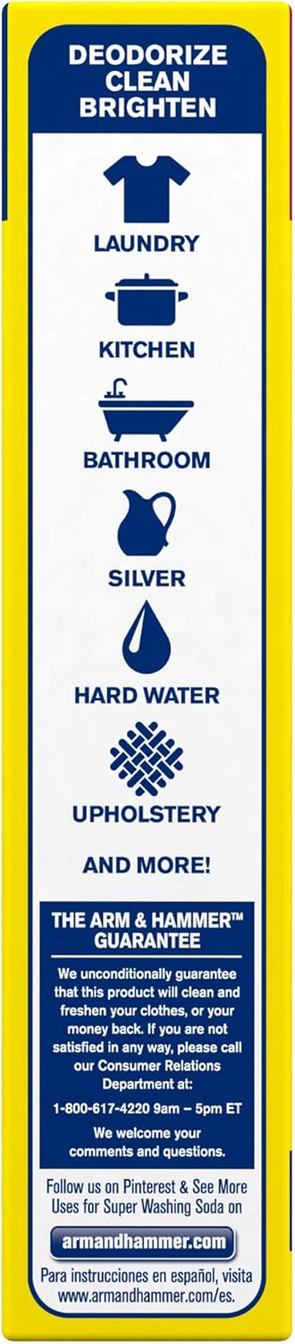 ARM & HAMMER Super Washing Soda Household Cleaner and Laundry Booster, 55 oz Box – Versatile Indoor and Outdoor Surface Solution