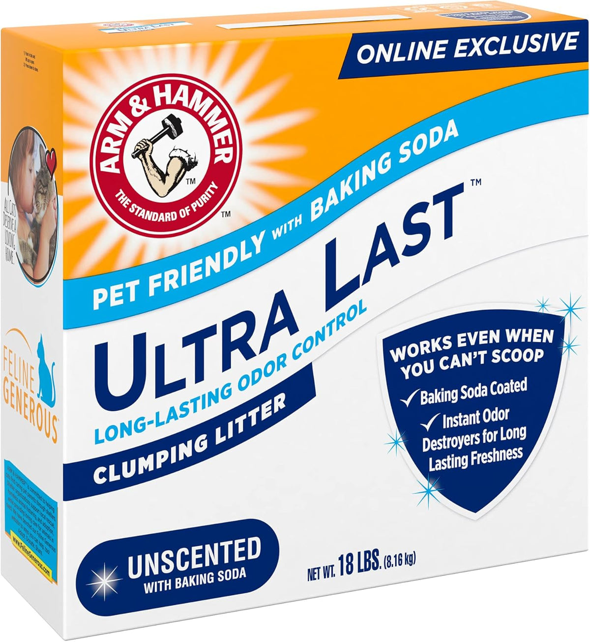 ARM & Hammer Ultra Last Unscented Litter – Gentle Baking Soda Formula for Sensitive Cat and Owner Wellness Spaces