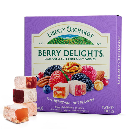 assorted five-flavor lineup: blueberry conserve, raspberry & pecan, blackberry conserve, cranberry & walnut, strawberry & walnut