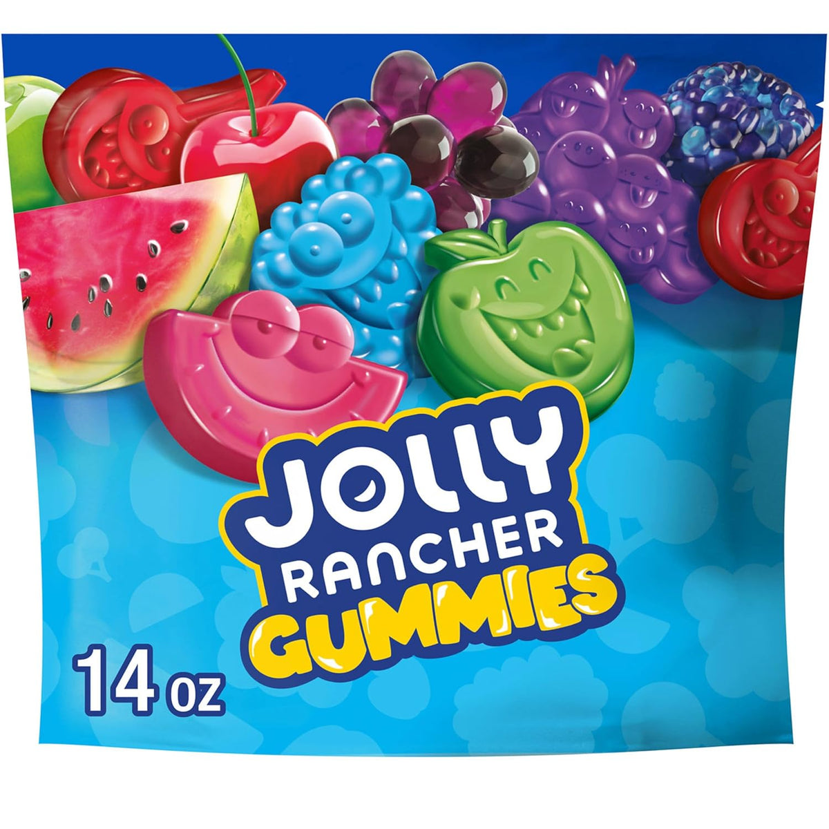 assorted five-flavor mix: green apple, blue raspberry, cherry, grape, watermelon