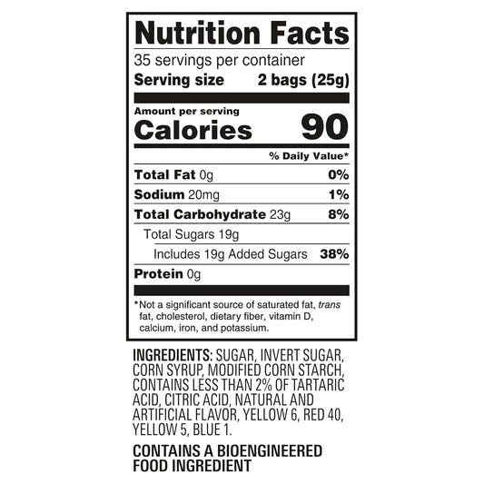 assorted fruit flavors (the signature sour patch kids flavor range) with a sour-then-sweet taste profile