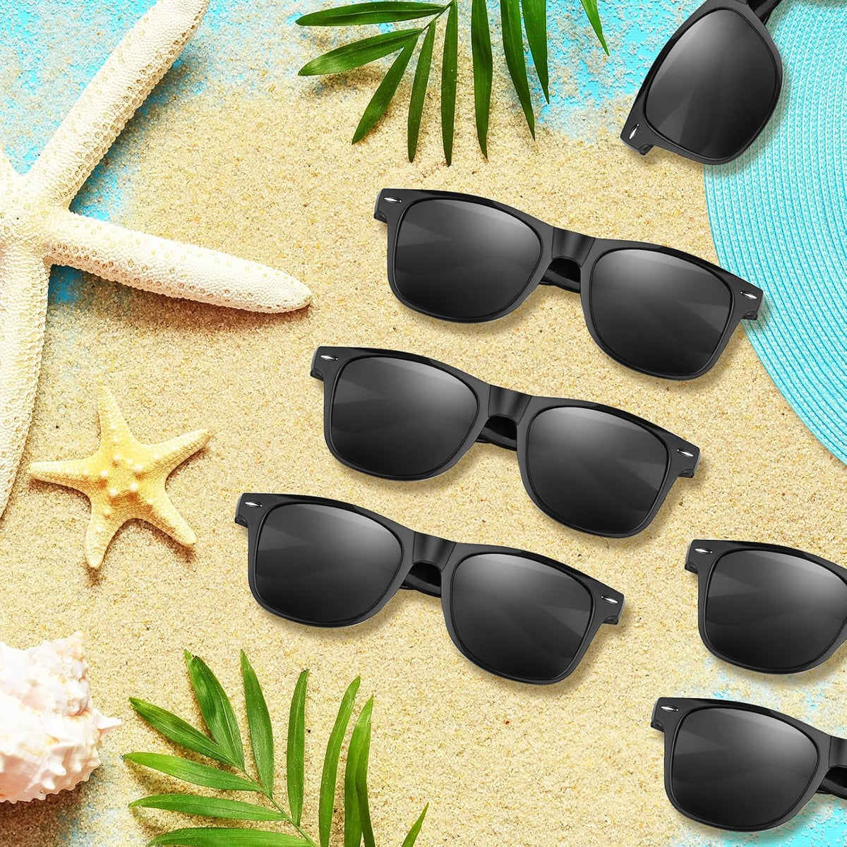 ASTARON Sunglasses Bulk Black 24 Pack – Simple Sunglasses in Classic Black, Clean Bulk Party Favor