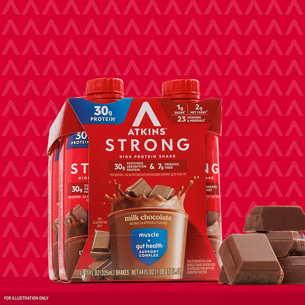 Atkins Strong High Protein Shake – Gym Bag Ready Protein for Active Lifestyles, 30g Sustained-Absorption