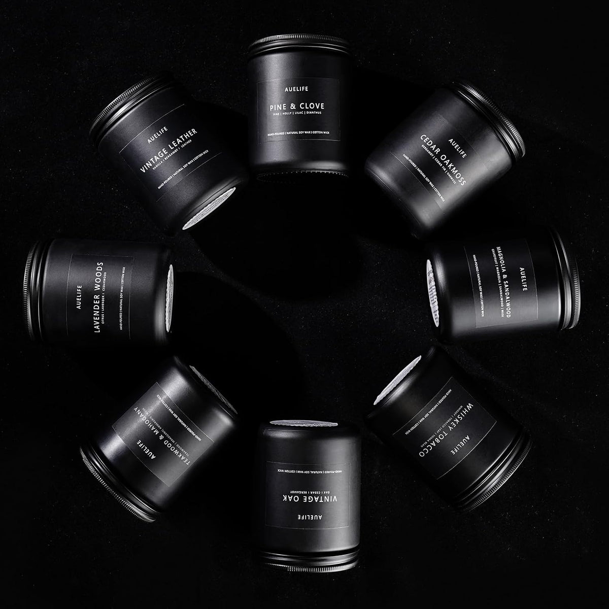 Auelife Candles for Men Gift Set, 4 Pack Soy Wax Masculine Scented Jar Candles – Ready to Gift Birthday Present for Dad, Husband, Boyfriend