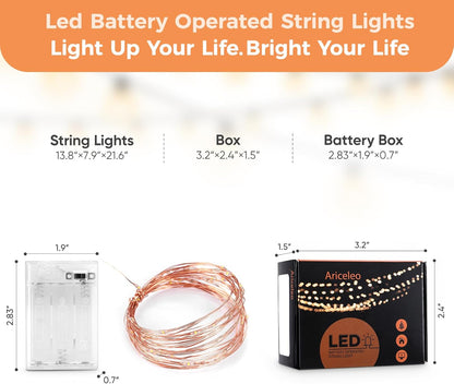 Aurora Glow Battery Fairy Lights – Cozy Bedroom String Lights with Timer, 16.4ft Copper Wire for Living Room Ambiance