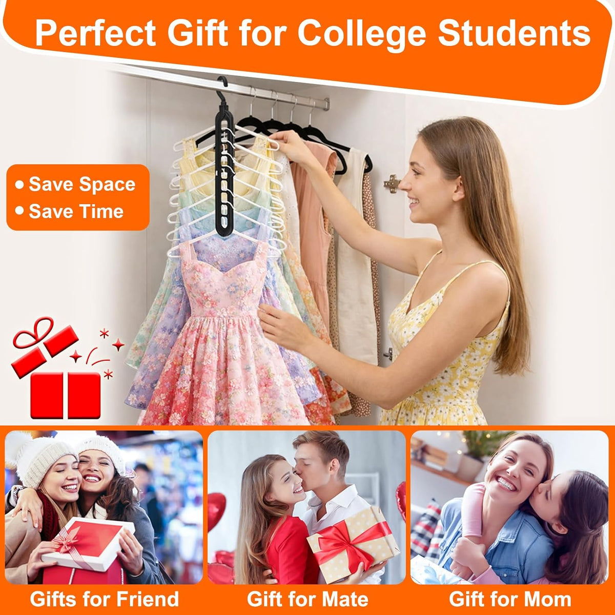 Aurora Living Space-Saving Hangers – Birthday Gift for Her, Stylish Dorm Room Essential She Will Actually Use