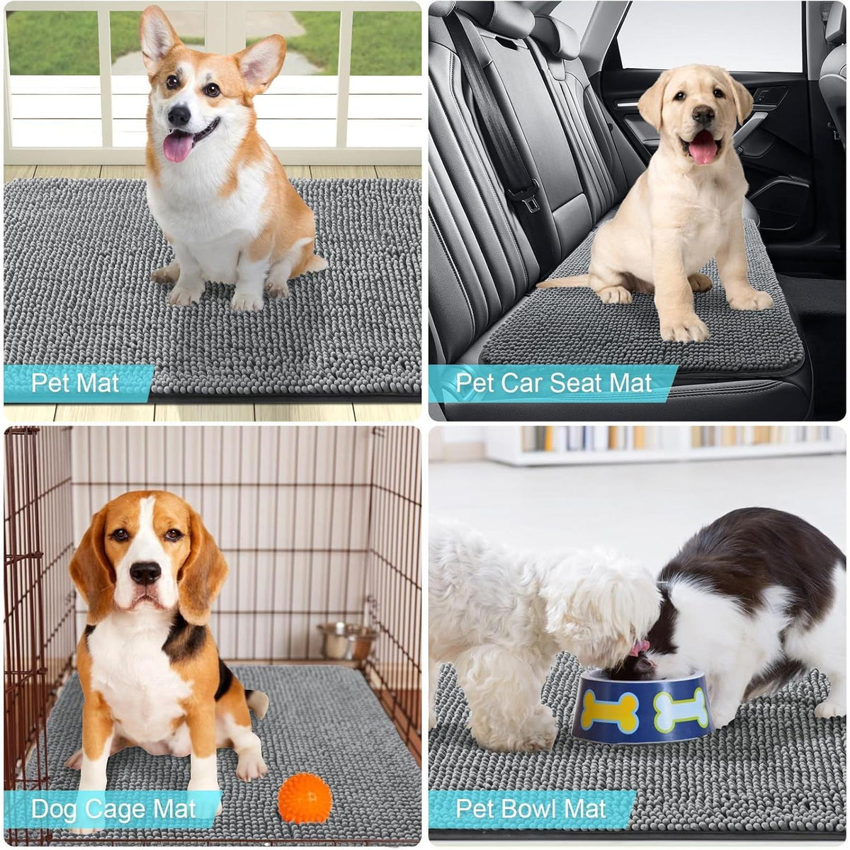 available in 22+ sizes from 24x16 to 70x35 inches and 40+ colors plus paw-print pattern