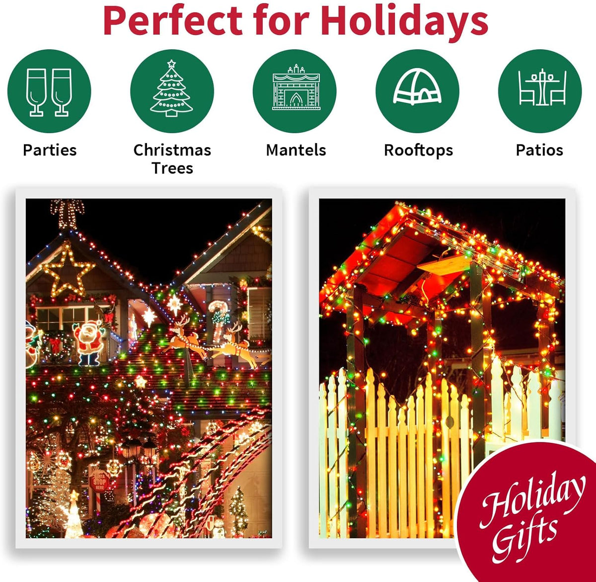 available in 29 color and wire combinations including warm white, multicolor, single colors, and themed mixes (red-green-clear, red-white-blue, pink-clear, orange-purple-green)