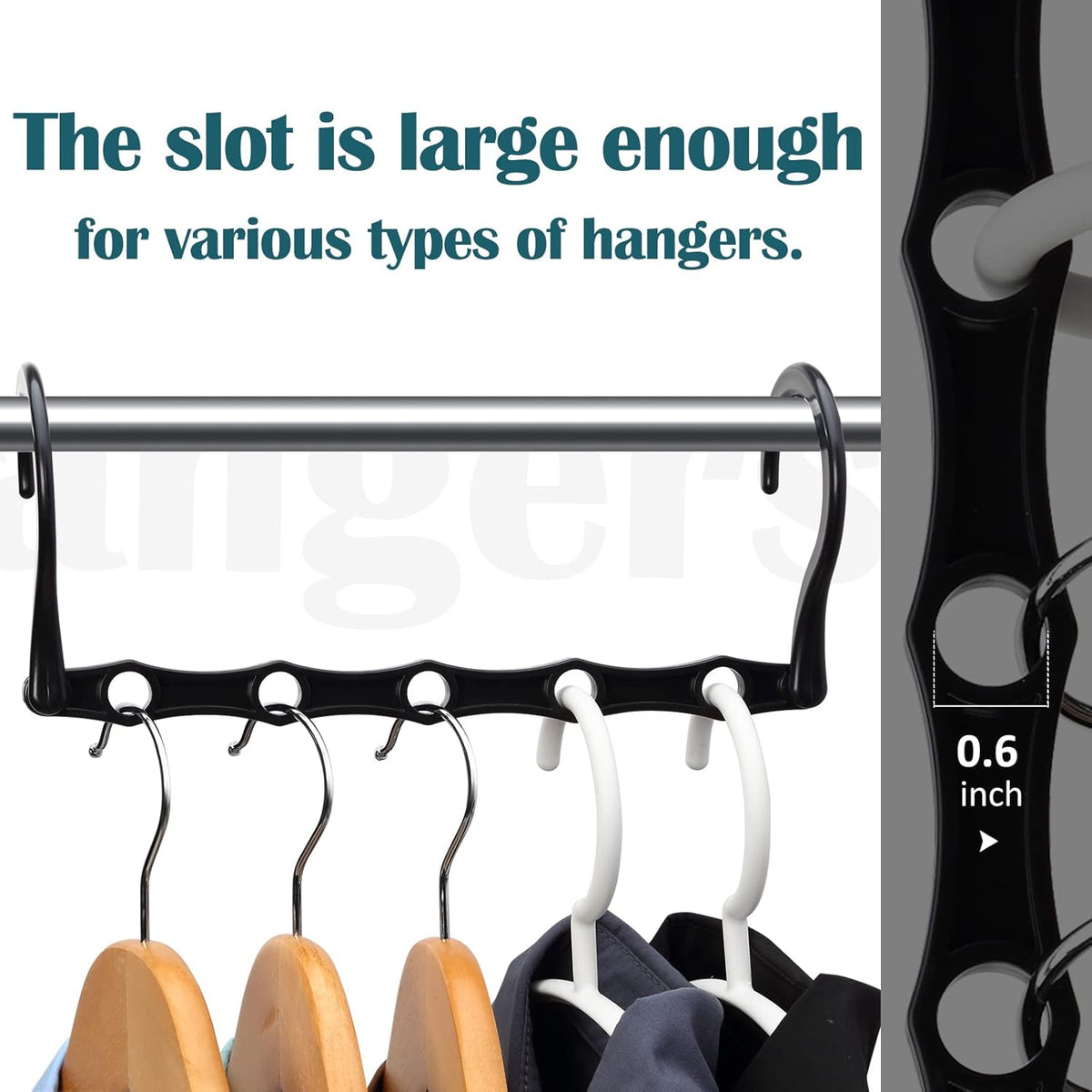 available in 5 pack sizes (6, 8, 12, 16, 20) to scale with any closet size