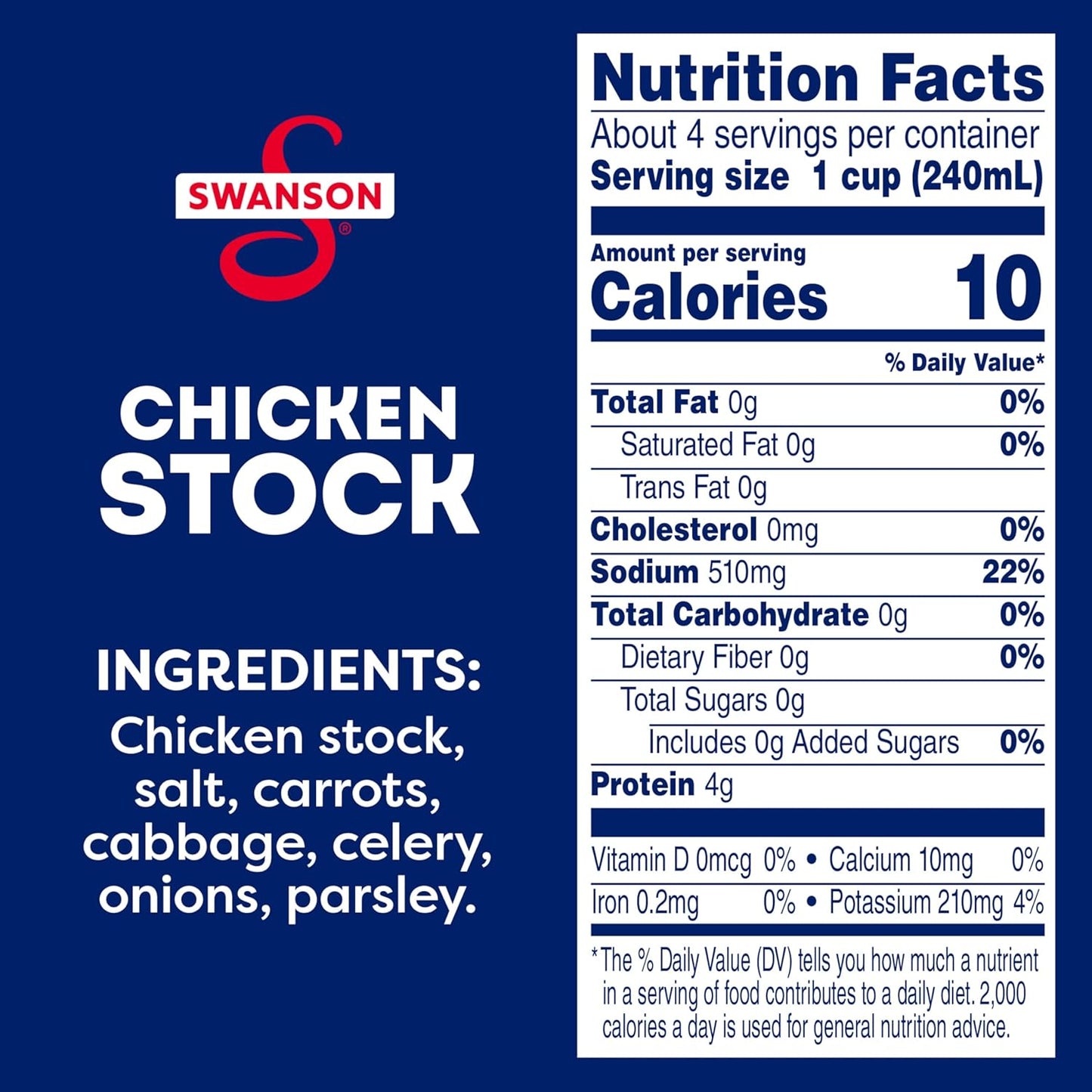 available in unsalted chicken broth, regular chicken broth, chicken stock, gluten-free chicken broth, and 50% less sodium beef broth