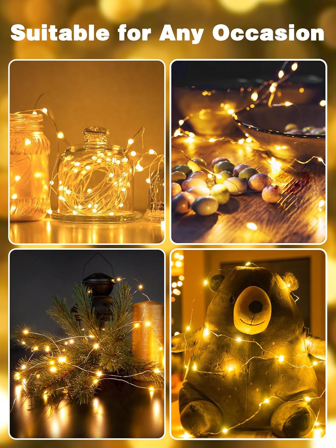 Avaspark 78FT Fairy Lights 3-Pack – Thoughtful Housewarming Gift for Her, Warm Bedroom Decor with Remote and Timer