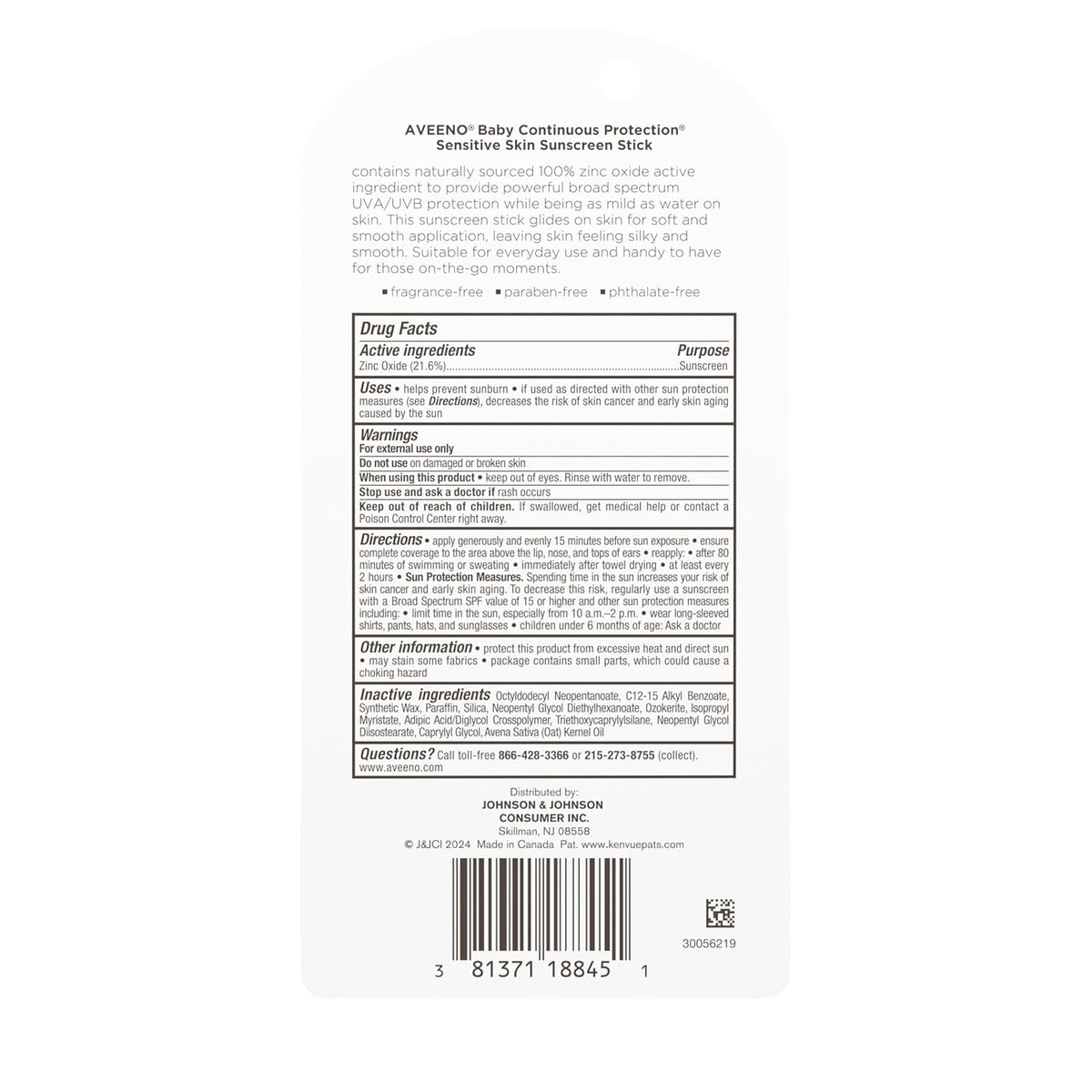 Aveeno Baby Continuous Protection Mineral Sunscreen Stick for Sensitive Skin – Portable SPF 50 for Hiking Trails, Pool Decks, and Outdoor Sports