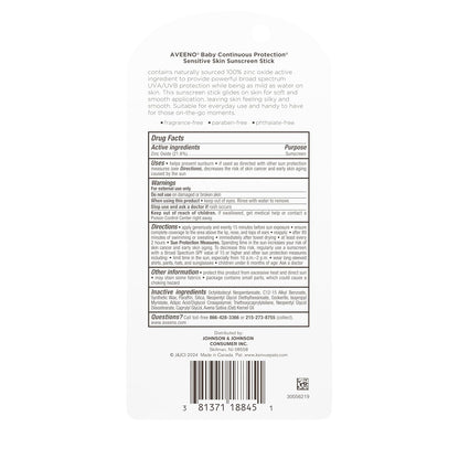 Aveeno Baby Continuous Protection Mineral Sunscreen Stick for Sensitive Skin – Portable SPF 50 for Hiking Trails, Pool Decks, and Outdoor Sports
