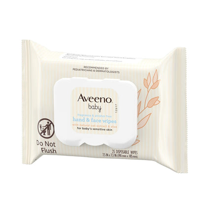 Aveeno Baby Safe-Formula Hand & Face Wipes – Chemical-Free Cleaning for Sensitive Baby Skin