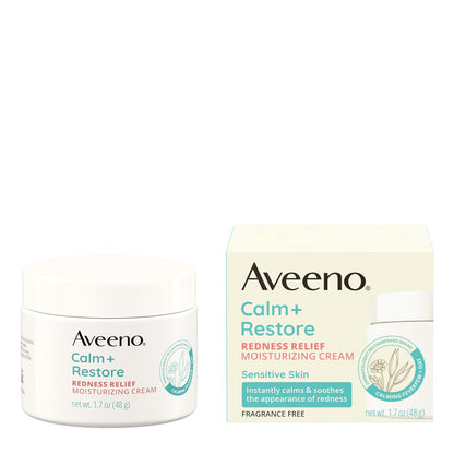 Aveeno Calm + Restore Facial Moisturizer – Self-Care Skincare Step for Sensitive, Reactive Skin, 1.7 oz Jar