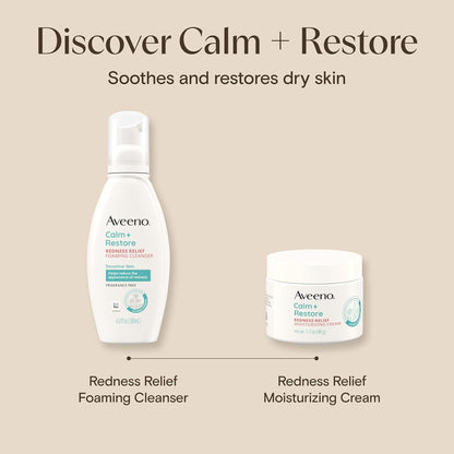 Aveeno Calm + Restore Facial Moisturizer – Self-Care Skincare Step for Sensitive, Reactive Skin, 1.7 oz Jar
