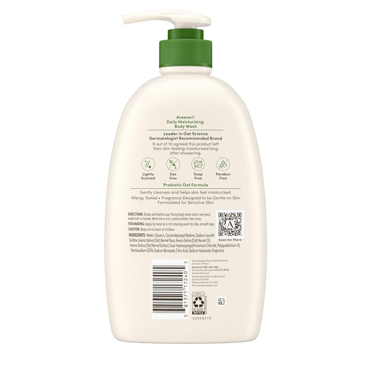 Aveeno Daily Moisturizing Body Wash for Sensitive Skin – Self-Care Gift Set Starter for Mom, 33 fl oz
