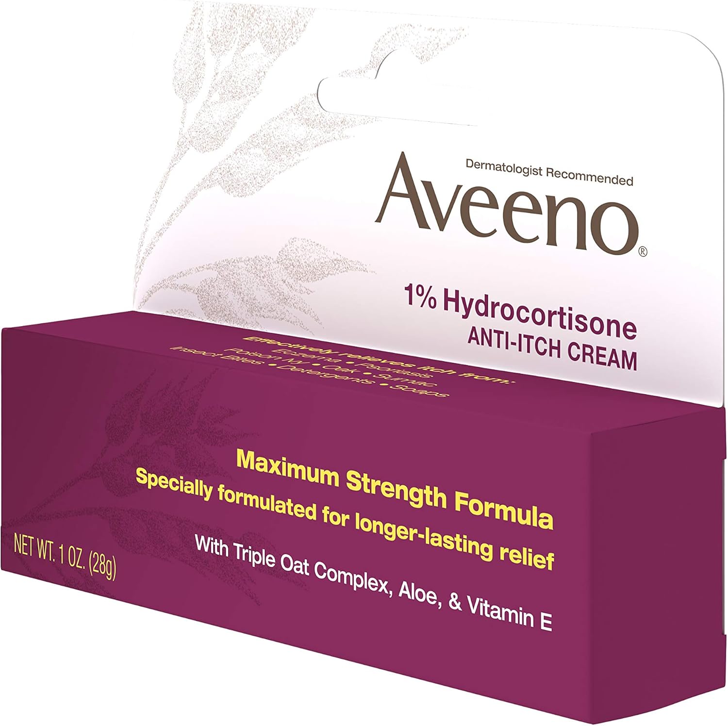 Aveeno Maximum Strength 1% Hydrocortisone Anti-Itch Cream – Hiking Backpack First Aid for Poison Ivy and Oak Exposure, 1 oz