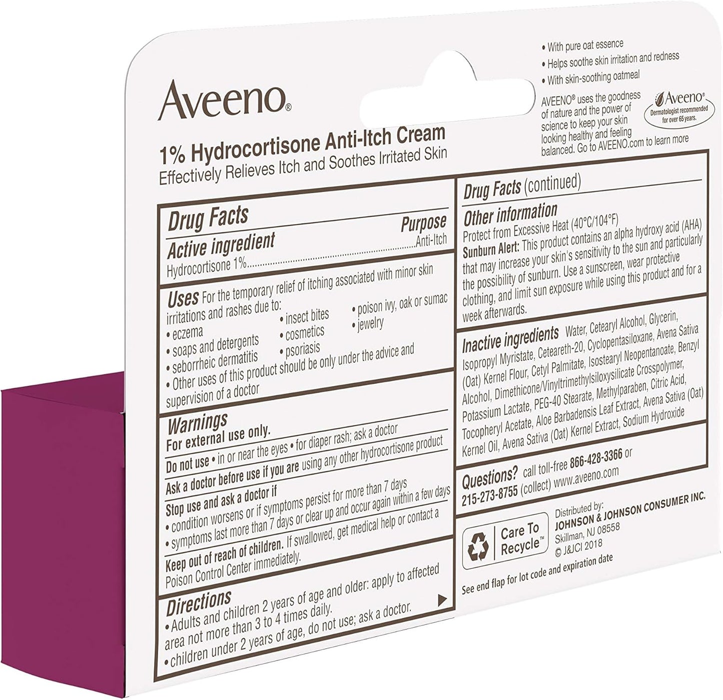 Aveeno Maximum Strength 1% Hydrocortisone Anti-Itch Cream – Hiking Backpack First Aid for Poison Ivy and Oak Exposure, 1 oz