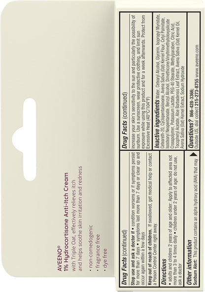 Aveeno Maximum Strength 1% Hydrocortisone Anti-Itch Cream – Hiking Backpack First Aid for Poison Ivy and Oak Exposure, 1 oz
